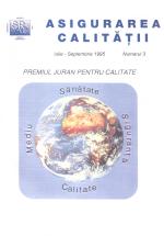 Asigurarea Calităţii - Quality Assurance, Anul I, Numărul 3, Iulie-Septembrie 1995