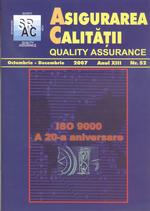 Asigurarea Calităţii - Quality Assurance, Anul XIII, Numărul 52, Octombrie-Decembrie 2007