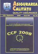 Asigurarea Calităţii - Quality Assurance, Anul XIV, Numărul 55, Iulie-Septembrie 2008