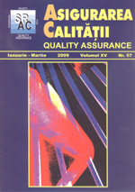 Asigurarea Calităţii - Quality Assurance, Anul XV, Numărul 57, Ianuarie-Martie 2009