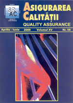 Asigurarea Calităţii - Quality Assurance, Anul XV, Numărul 58, Aprilie-Iunie 2009