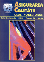 Asigurarea Calităţii - Quality Assurance, Anul XV, Numărul 59, Iulie-Septembrie 2009