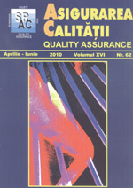 Asigurarea Calităţii - Quality Assurance, Anul XVI, Numărul 62, Aprilie-Iunie 2010