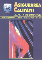 Asigurarea Calităţii - Quality Assurance, Anul XVI, Numărul 63, Iulie-Septembrie 2010