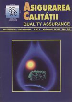 Asigurarea Calităţii - Quality Assurance, Anul XVII, Numărul 68, Octombrie-Decembrie 2011