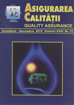 Asigurarea Calităţii - Quality Assurance, Anul XVIII, Numărul 72, Octombrie-Decembrie 2012