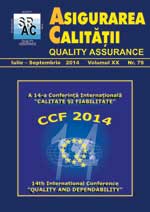 Asigurarea Calităţii - Quality Assurance, Anul XX, Numărul 79, Iulie-Septembrie 2014