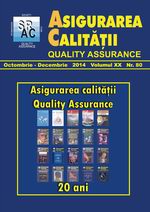 Asigurarea Calităţii – Quality Assurance, Anul XX, Numărul 80, Octombrie-Decembrie 2014