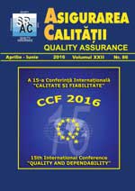 Asigurarea Calităţii - Quality Assurance, Anul XXII, Numărul 86, Aprilie-Iunie 2016