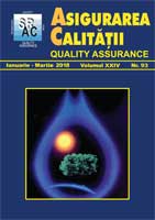 Asigurarea Calităţii - Quality Assurance, Anul XXIV, Numărul 93, Ianuarie-Martie 2018