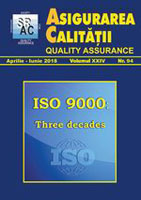 Asigurarea Calităţii - Quality Assurance, Anul XXIV, Numărul 94, Aprilie-Iunie 2018
