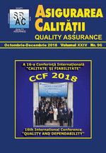 Asigurarea Calităţii - Quality Assurance, Anul XXIV, Numărul 96, Octombrie-Decembrie 2018